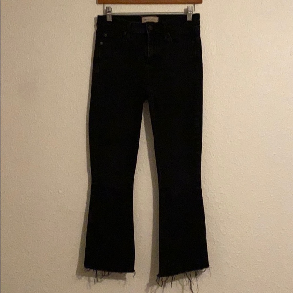 Black gap bootcut stretch jeans raw hem 27